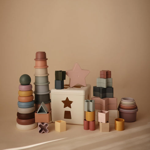 mushie Stacking Cups Toy 8pcs Made in Denmark (Petal)