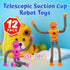 12-Pack Telescopic Suction Cup Robot Toys Shape Changing Educational Fidget Toys Sensory Toys ADHD Autistic Stimulating