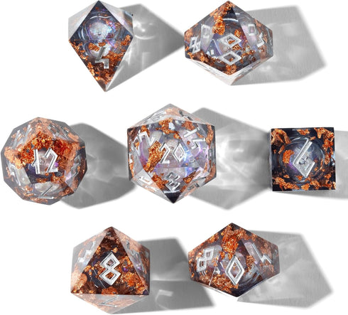 HEIMDALLR Liquid Core Dice Set with First Ever LED Display Case - 7-PC Hand-Painted DND Dice Set with Gift Box