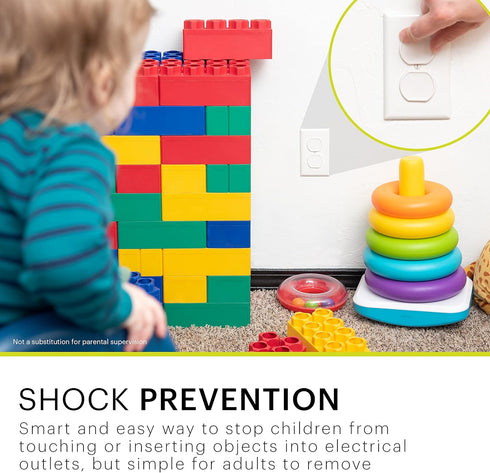 Power Gear Outlet Covers - Baby Proofing Child Proof Plug Covers for Electrical Outlets, 8 Count