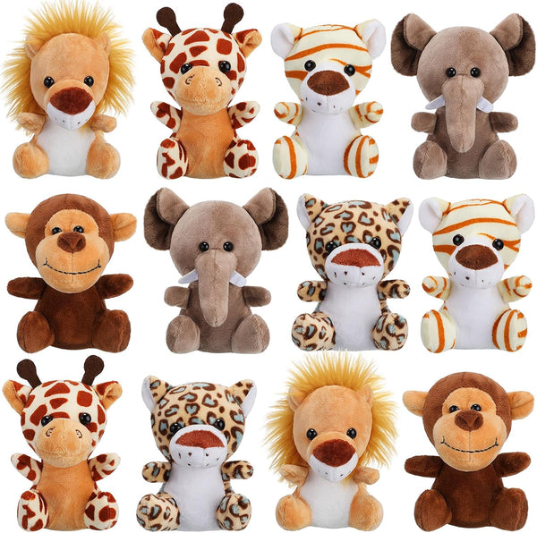 Sumind 12 Pieces Small Stuffed Animals Bulk Gifts Mini Stuffed Forest Jungle