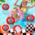 Hollowfly 6 Pack 7.87" Swimming Summer Race Car Beach Ball for Kids Bulk Inflatable Black and White Checkered Flag Pool