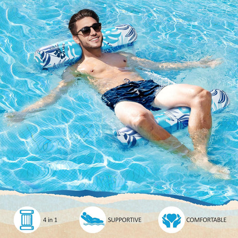 Clothirily 2 Pack 4-in-1 Swimming Hammock Pool Floats - Inflatable Pool Floats Rafts, Pool Floaties for Adults, Pool
