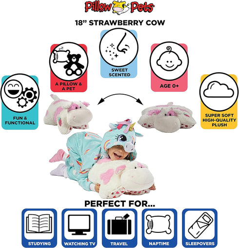 Pillow Pets Sweet Scented Strawberry Cow Plush Toy