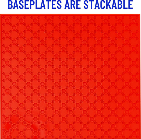 Strictly Briks 4 Pack Classic Baseplates 10x10 in, Stackable Building Plates 100% Compatible with Lego, Basic Colors