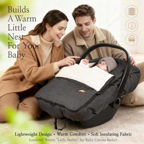 bemece Winter Baby Car Seat Cover, Universal Warm Infant car seat Cover with Zip, Waterproof & Windproof, Machine