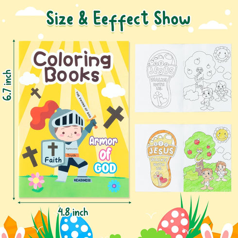 72Pcs Zainpe Christian Bible Stories Coloring Books for Kids Easter DIY Art Drawing Book with Jesus Noah's Ark Crosses