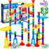 JOYIN 150Pcs Glowing Marble Run - Construction Building Blocks Toys with 5 Glow in The Dark Glass Marbles