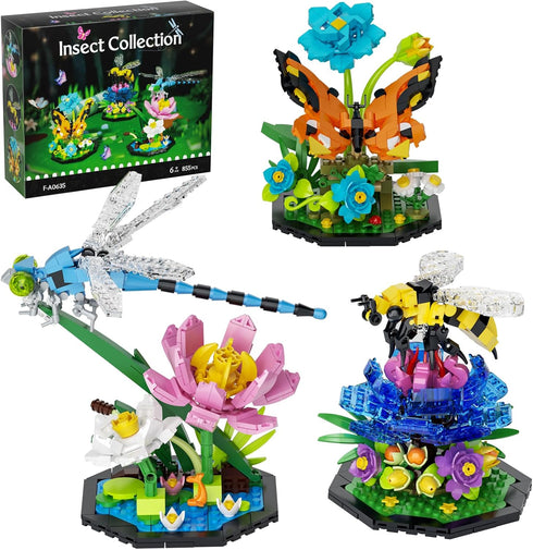 itshWOee Ideas Insect Collection Building Set,855 PCS Butterfly Dragonfly Bee Display Models for