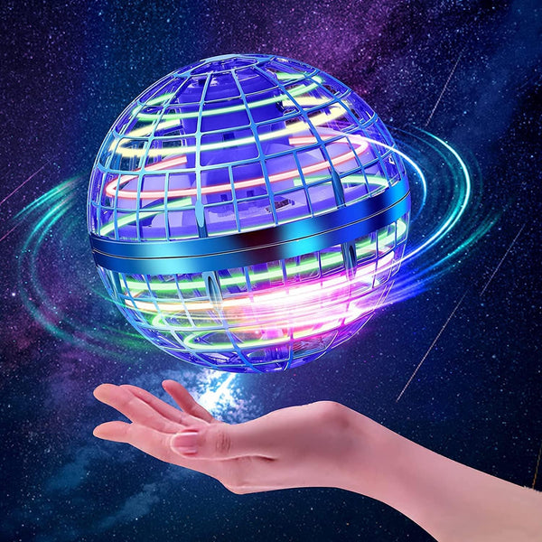 Flying Orb Ball Toys, 2023 Hover Ball, Hand Controlled Boomerang Galaxy iFly Spinner Ball, Mini Drone for Kids Blue