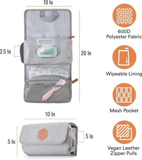 Diaper Bag Organizer - Tri-fold Wipes and Diaper Pouch for Travel and Diaper Bag Organization