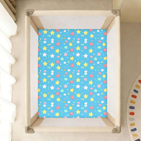 miaozhen 1 Pack 52x28 Cotton Baby Crib Sheets Soft Star Colorful Crib Mattress Sheet for Nursery sabanas para cuna
