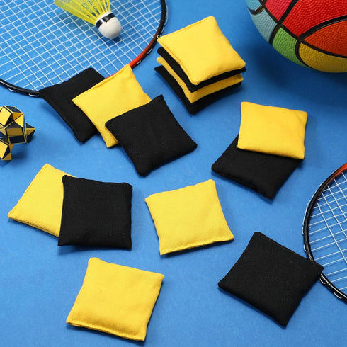 Sotiff Mini Nylon Cornhole Bean Bags 24 Pcs for Kids, Patriotic Hand Toss Party Game Supplies (Black, Yellow)