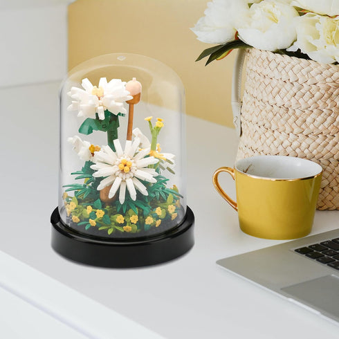 YaJie Flower Bouquet Building Set - White Daisy Blocks for Adults, Unique Botanical Home Decor (490 PCS)