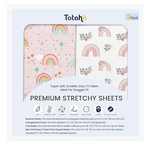 TotAha Premium Soft Pack n Play Sheets, Super Stretchy Jersey Knit Mini
