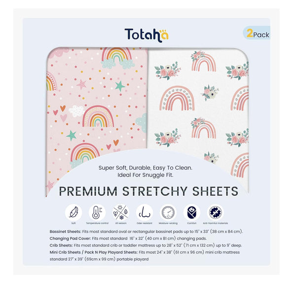 TotAha Premium Soft Pack n Play Sheets, Super Stretchy Jersey Knit Mini