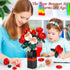 EXCOUP Set, Set 841 Flower Bouquet Building Artificial Roses Toy Building with Vase, Building Blocks Flower Brick Toys