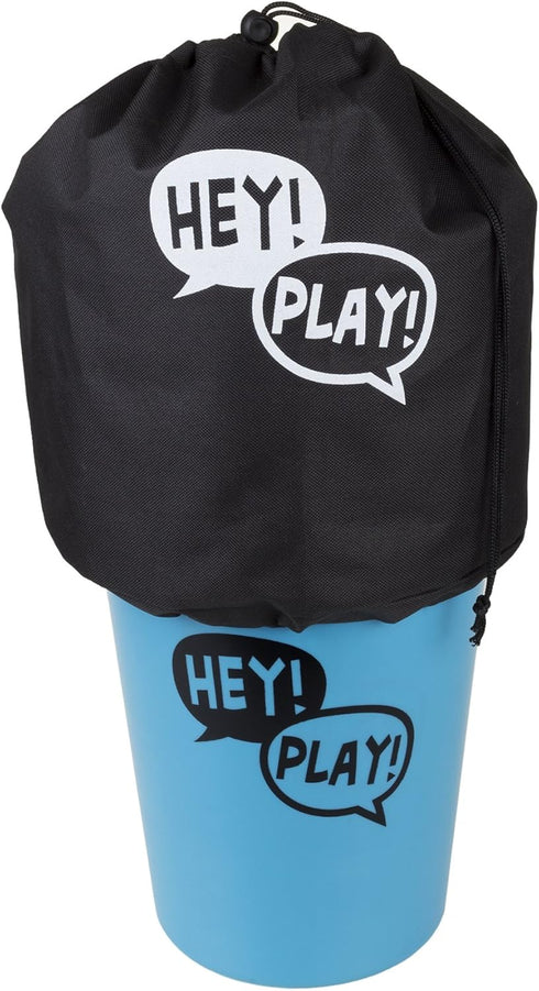 Hey! Play! Large Beer Pong Outdoor Game Set: 12 Buckets, 2 Balls, Tote Bag for Kids & Adults
