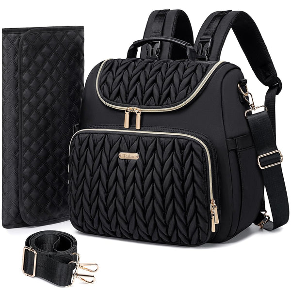 Tealari 4 in 1 Convertible Diaper Bag Backpack,Waterproof Baby Diaper Bag with Changing