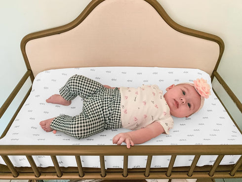 Premium Baby Changing Pad Covers 4 Pack - Pure Cotton Machine Washable Grey and White Changing Table Cover