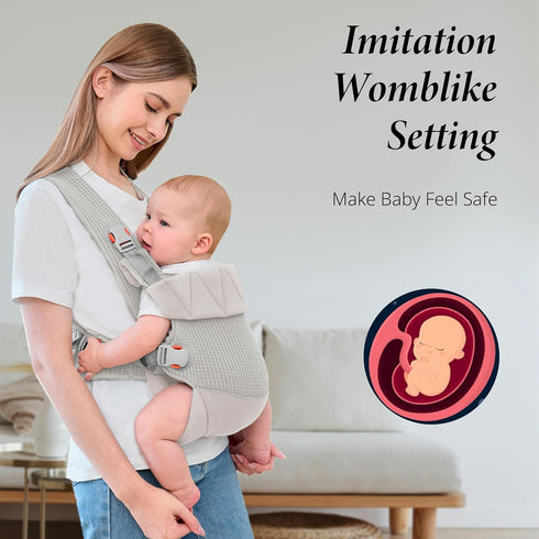 7 45 lbs Breathable Mesh Baby Carrier, Ergonomic Design Baby Wraps Carrier with Head Support and Adjustable Sling