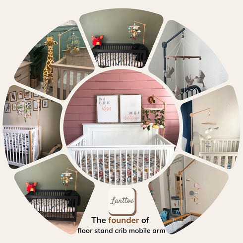 61 Inches Crib Mobile Arm Wooden Floor Standing - Mobile Arm for Crib|Movable Baby Mobile Hanger|Strong Anti-Dumping