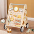 Pithfor Wooden Baby Push Walker, Baby Walker with Activity Center for Girls