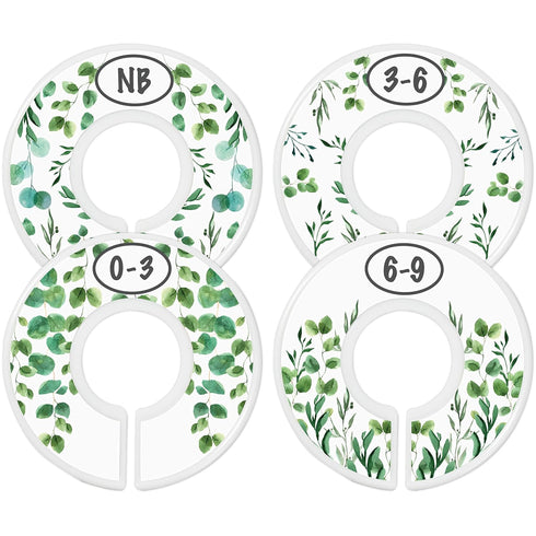 Botanical Nursery Closet Dividers - 7x Size Dividers for Baby Clothes, Eucalyptus Vines Greenery Decor