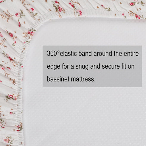 3 Pack, 100% 33" 17" Onacosht Muslin Bassinet Sheets Cotton Baby Fitted Sheet X for Rectangle, Round, Oval, Hourglass
