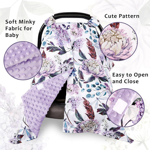 Car Seat Cover Baby, Infant Car Seat Canopy Covers for Newborn Girls Boys, Soft Breathable Mink Carseat Covers Stretchy