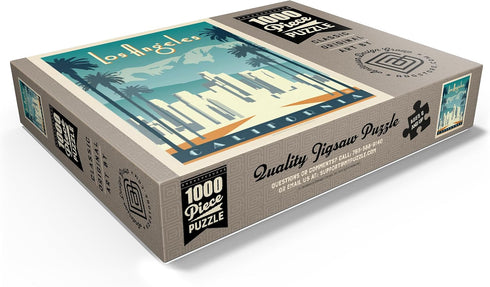 MyPuzzle Los Angeles Skyline, Vintage Poster - Premium 1000 Piece Jigsaw Puzzle for Adults