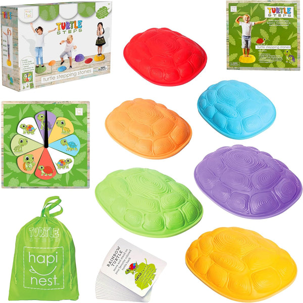 Hapinest Turtle Balance Stepping Stones for Kids, Indoor Outdoor Obstacle Course Coordination Game, Sensory Play