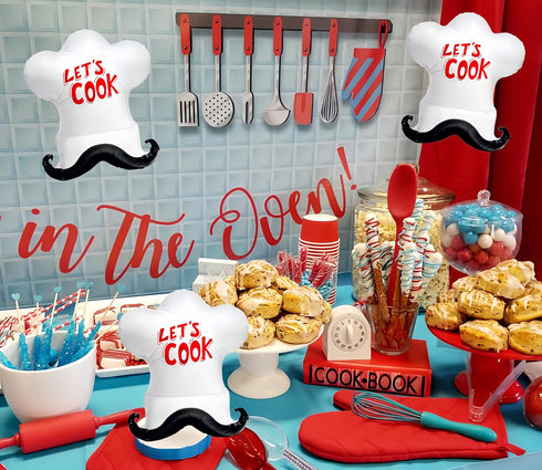 CYMYLAR Chef Hat Balloon 3Pcs/Chef Cooking Balloon/Chef Hat for Birthday Party Decorations/Kitchen Birthday Party