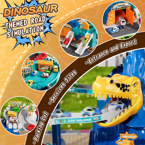 2-4 Set 7 3 4 5 6 7 8 MSKOLER Dinosaur Race Car Tracks for Toddlers Years, Dinosaur Climbing Hills Railcar, Toy Car