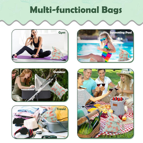 3pcs 3L-ZM15A ALVABABY Cloth Diaper Wet Dry Bags Waterproof Reusable with Two Zippered Pockets Travel Beach Pool