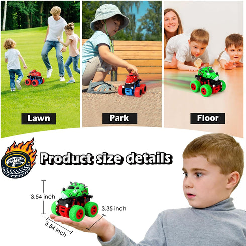 Awsogiff 3 4 5 3-4-5, 4 3-5 Dinosaur Toys for Year Old Boys, Monster Trucks for Boys Ages Wheels Drive Durable Friction