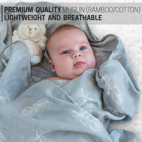(2) BABY LOOVI muslin swaddle blanket