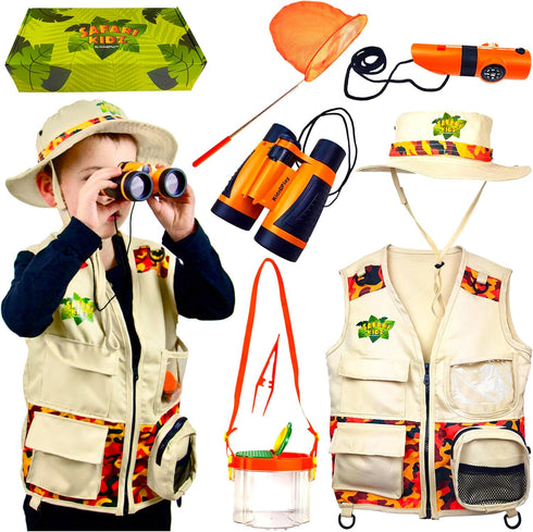 Kidz@Play Bug Hunting Kit, Vest, Hat, Binoculars, Lg. Net, Bug Container, Whistle,
