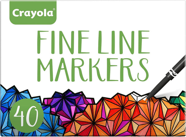 Crayola Fine Line Markers for Adults (40 Count), Gift for Teens, Skinny Markers for Adult Coloring Books