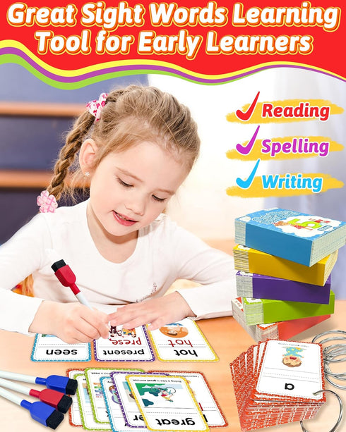 520 1st 2nd 3rd 3+ Sight Words Flash Cards Kindergarten, Dolch & Fry Sight Word Reading Writing Spelling Games
