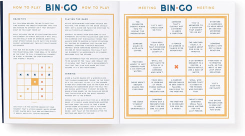 Brass Monkey Bin-go to A Dumb Meeting | Game Book with Perforated Bingo Cards for Office Meetings