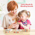 Coogam Wooden Reading Blocks Short Vowel Rods Spelling Games, Flash Cards Rotating Letter Puzzle for Kids