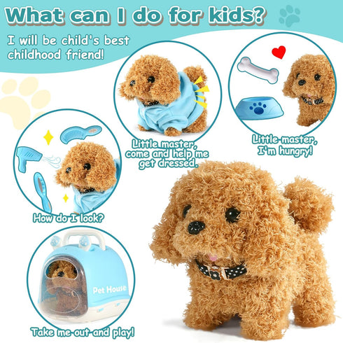 3 4 5 6 Set, 3-8 TONZE Robot Dog Toy for Girls Kids Year Old, Interactive Walking Barking Realistic Robot Puppy Toys
