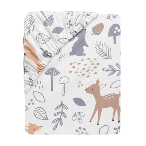 Bedtime Originals Deer Park Fitted Crib Sheet, Multicolor, 28x52x8 Inch (Pack of 1)