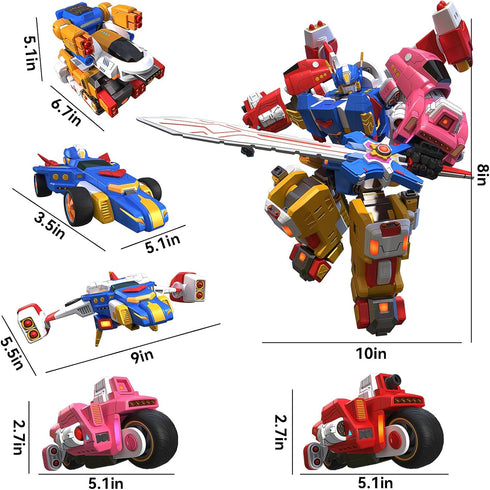 5-in-1 Transforming Vehicles Playset with Motorcycles, Planes, Go-Karts - STEM Stacking Car Kit for Kids Birthday Gift