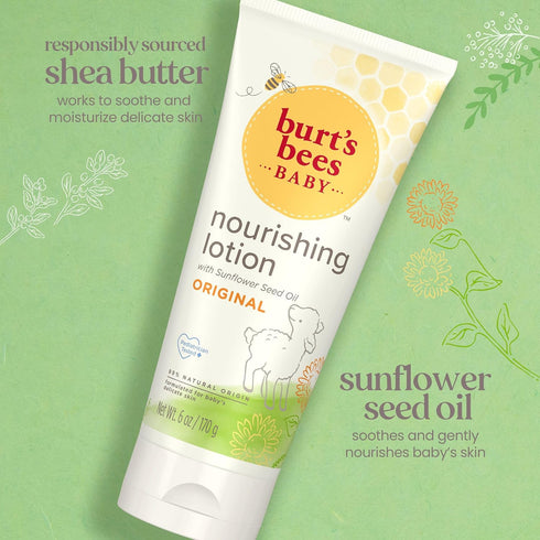 6 Pack 3 Burt's Bees Baby Nourishing Lotion, Original Scent Baby Lotion - Ounce Tube