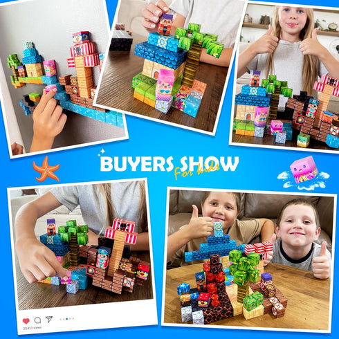 150PCS 3-5 4-8 5-7 8-12, Magnetic Blocks - Magnetic Building Blocks Magnet Toys for Kids Age Mine Magnet World Craft