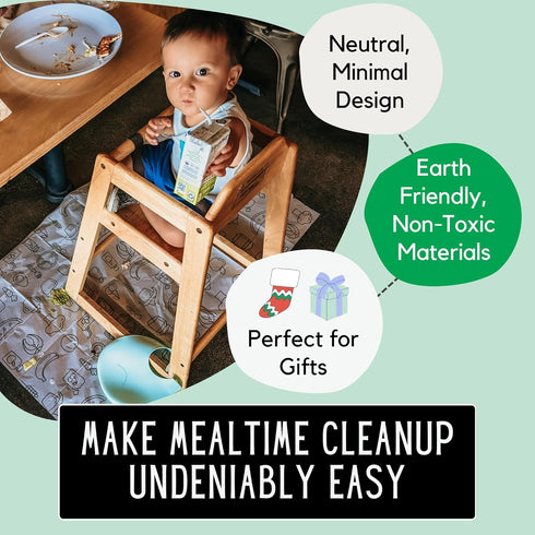 60 Pack (THEO001) | Disposable Splat Mats | THEO'S MATS | Highchair Splat Mat for Floor | Baby Led Weaning Supplies |