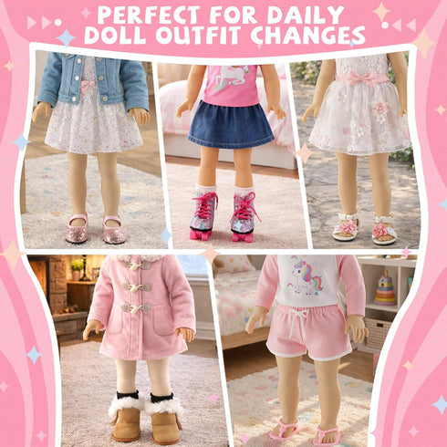 QSKJJI 18 inch 5 Shoes+2 18 Doll Accessories, Pairs of Doll Socks Doll Shoes Includes Snow Boots/Roller