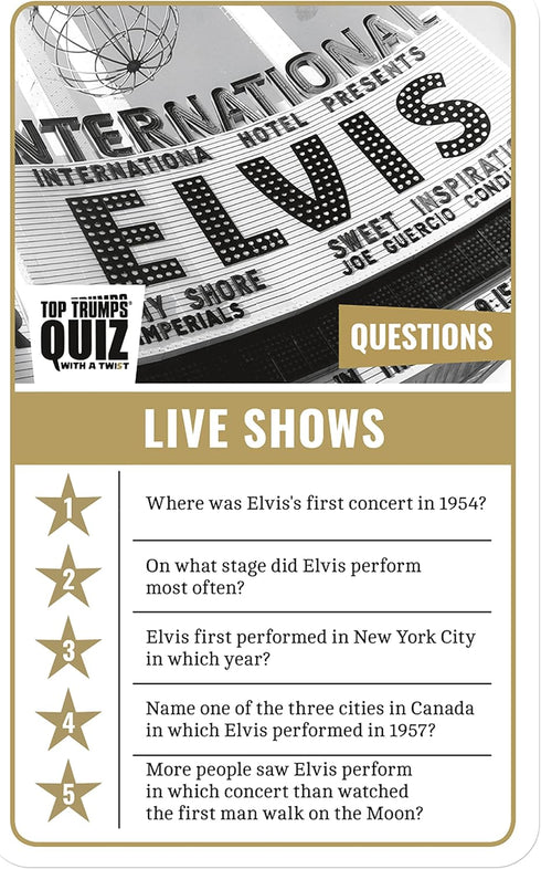 Top Trumps Elvis Presley Quiz Game - Trivia for Kids and Adults, Great Travel and Outdoor Games